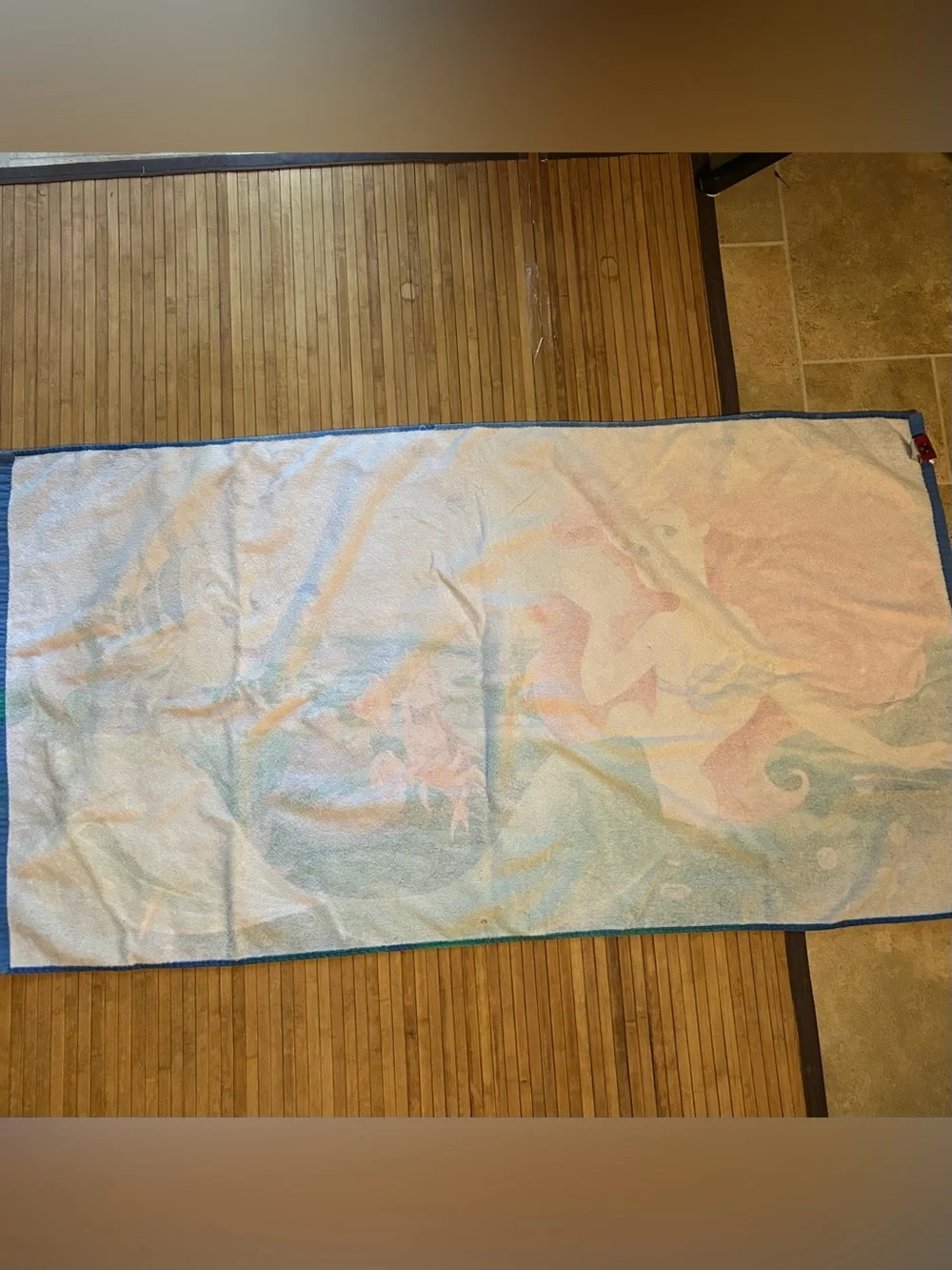 Disney Ariel and Flounder Summery 100% Cotton Bath Towel Great for the Pool